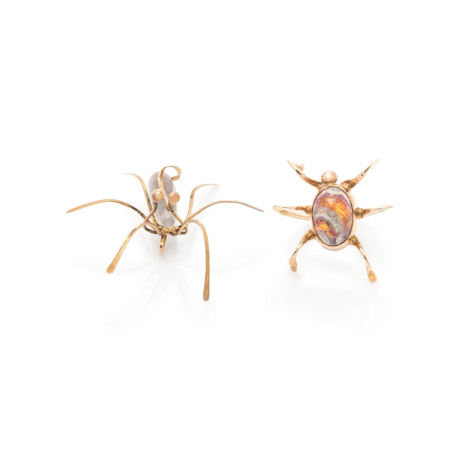 COLLECTION OF GEMSTONE INSECT JEWELRY