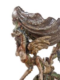 A Venetian Figural Carved and Polychrome Decorated Wood Cradle
