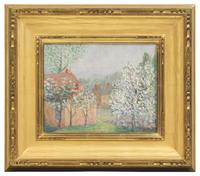 Spring Landscape with Flowering Trees
