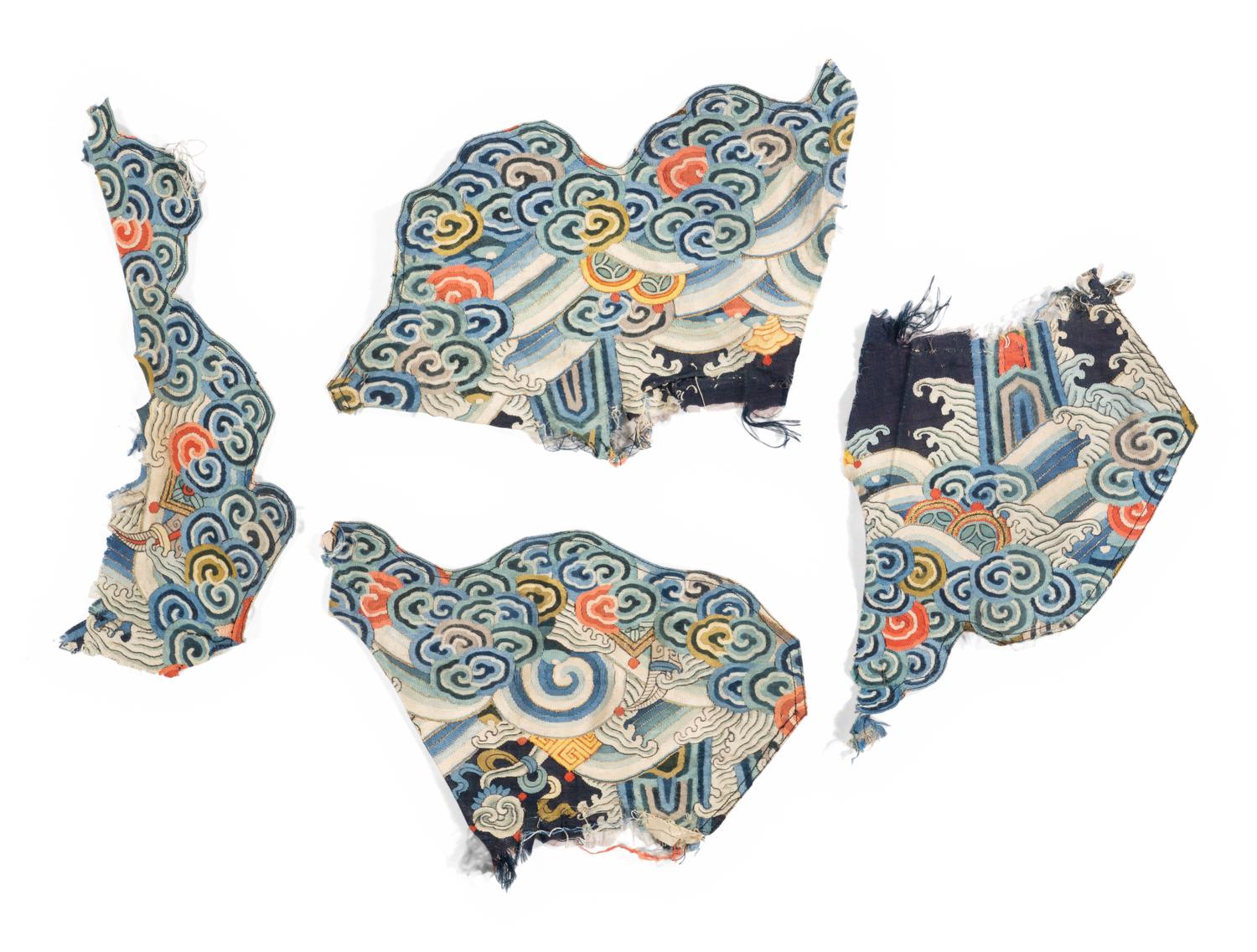 RELEASED TO MUSEUM -- A Group of Chinese Embroidered Silk Fragments