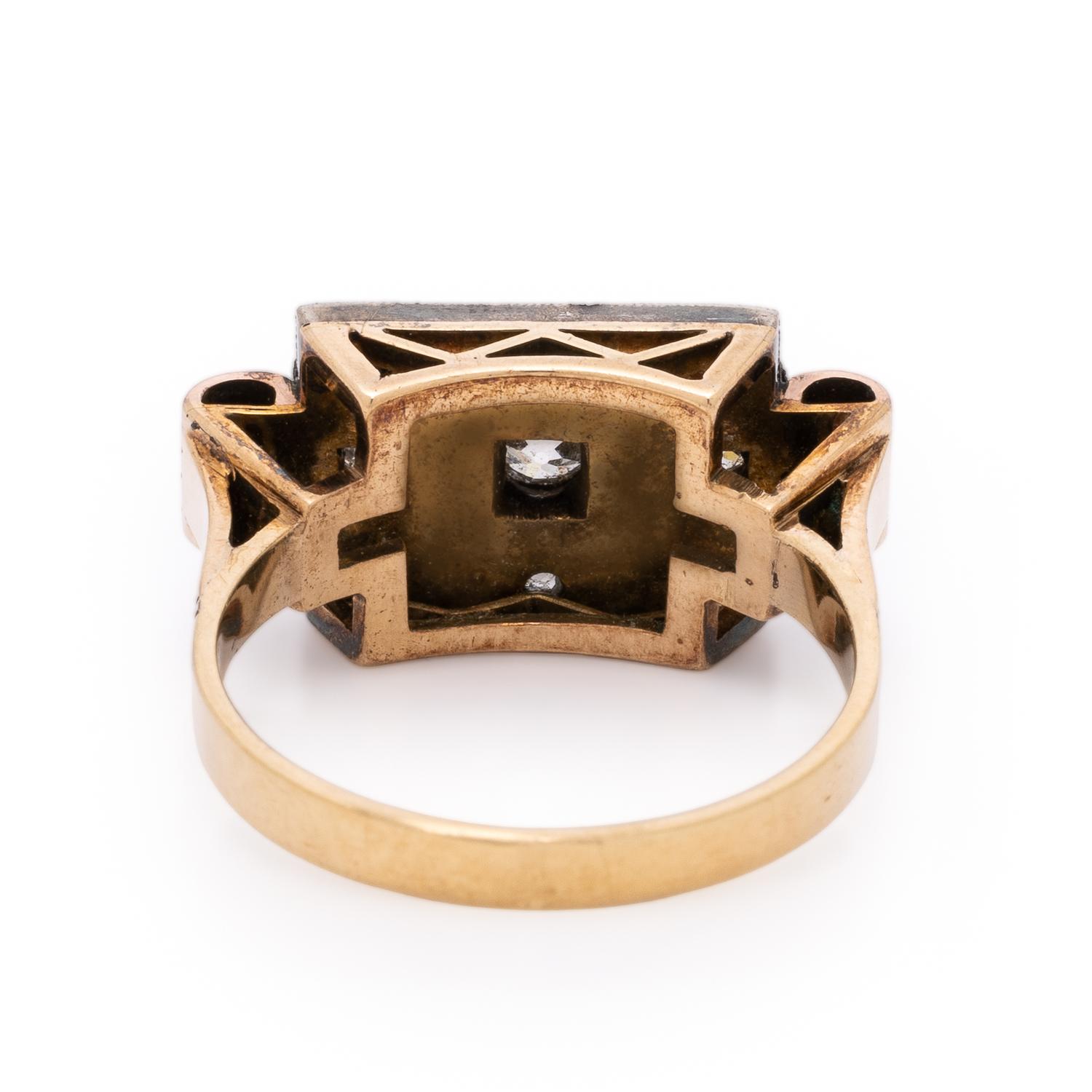 Diamond and Silver-Topped Gold Ring