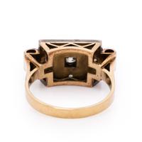 Diamond and Silver-Topped Gold Ring