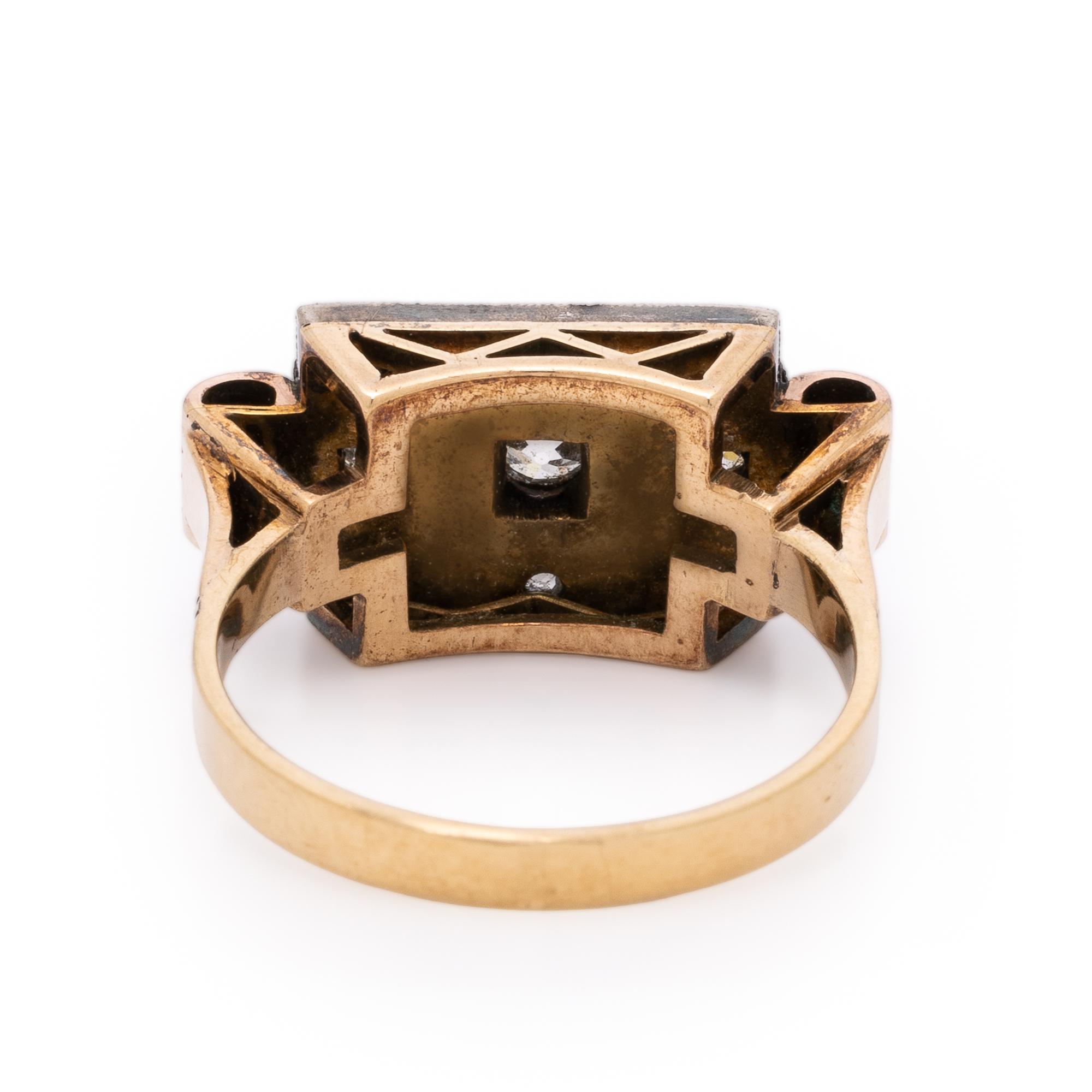 Diamond and Silver-Topped Gold Ring
