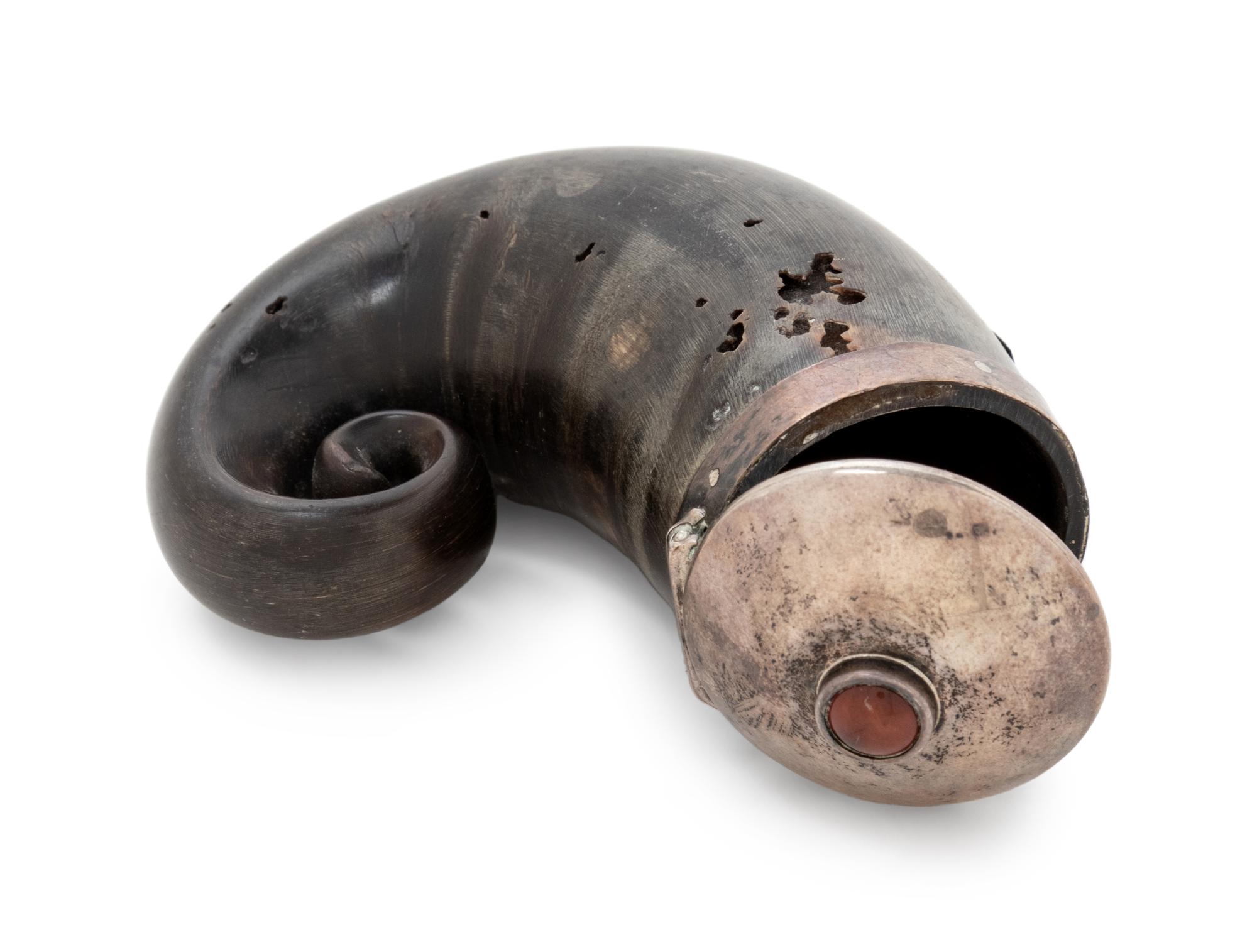 A Scottish Silver and Hardstone Mounted Snuff Mull