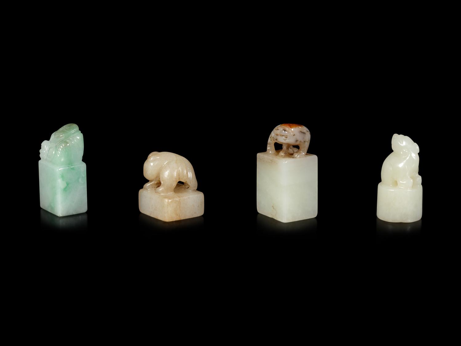 Four Chinese Jade and Jadeite Seals
