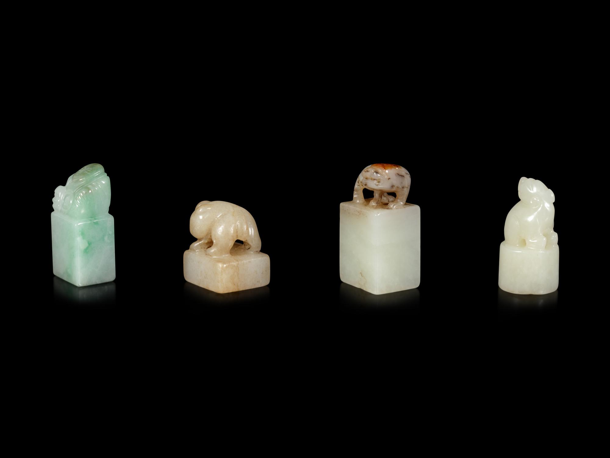 Four Chinese Jade and Jadeite Seals