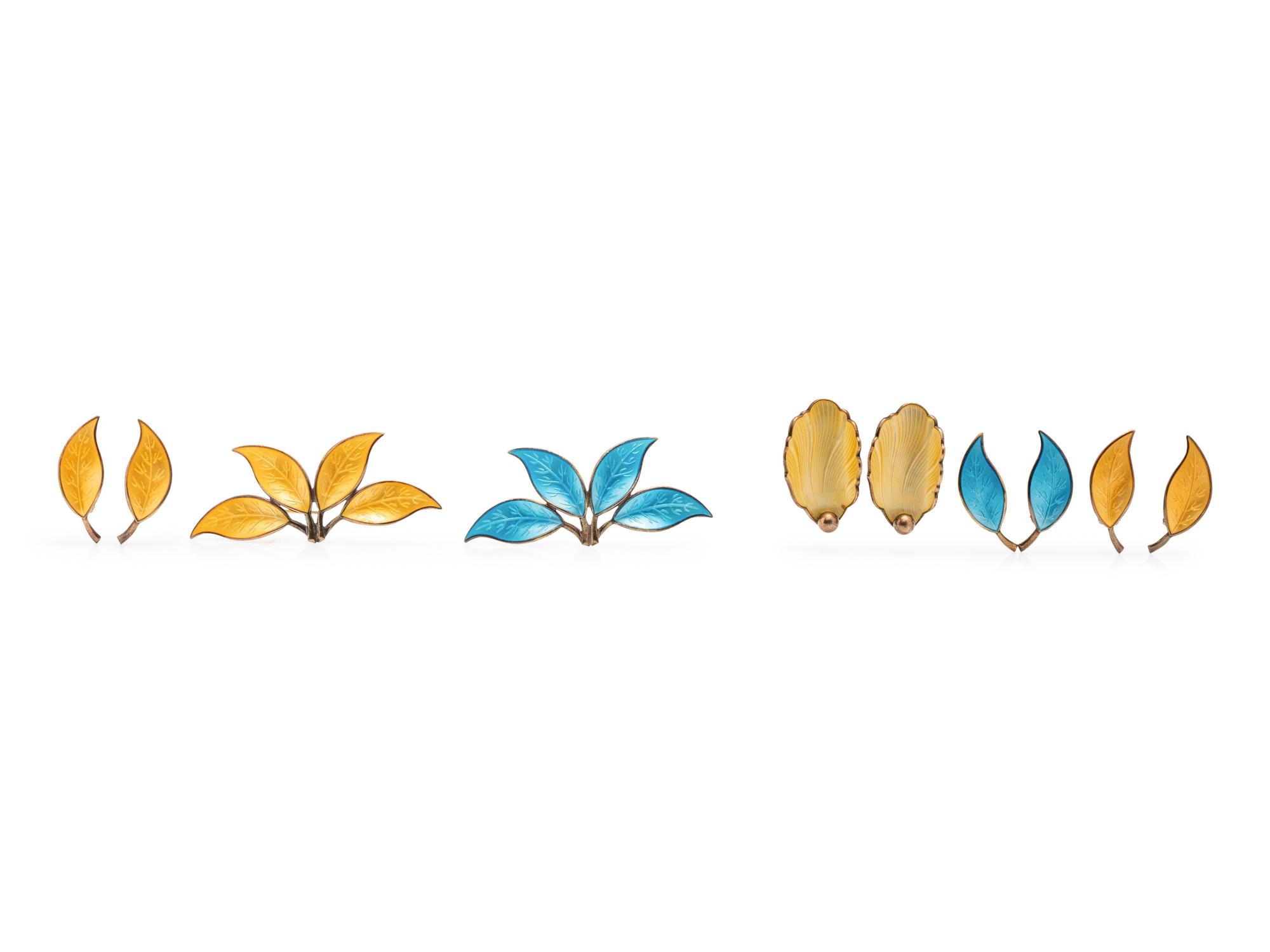 A Collection of Sterling Silver and Enamel Jewelry, Norwegian,