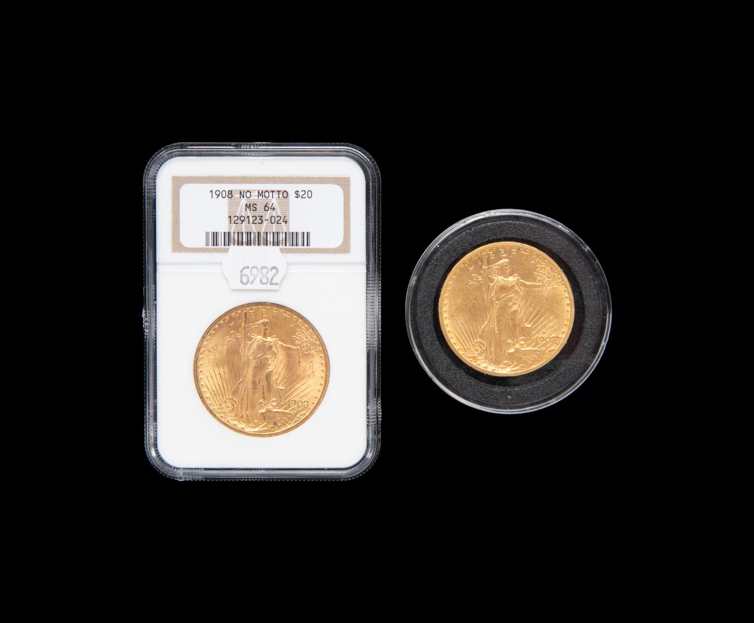Two Saint Gaudens $20 Gold Coins