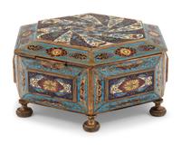 A French Bronze and Champlevé Enamel Table Casket