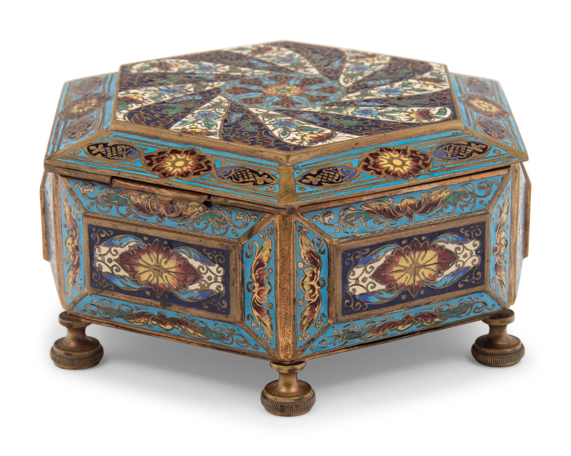 A French Bronze and Champlevé Enamel Table Casket
