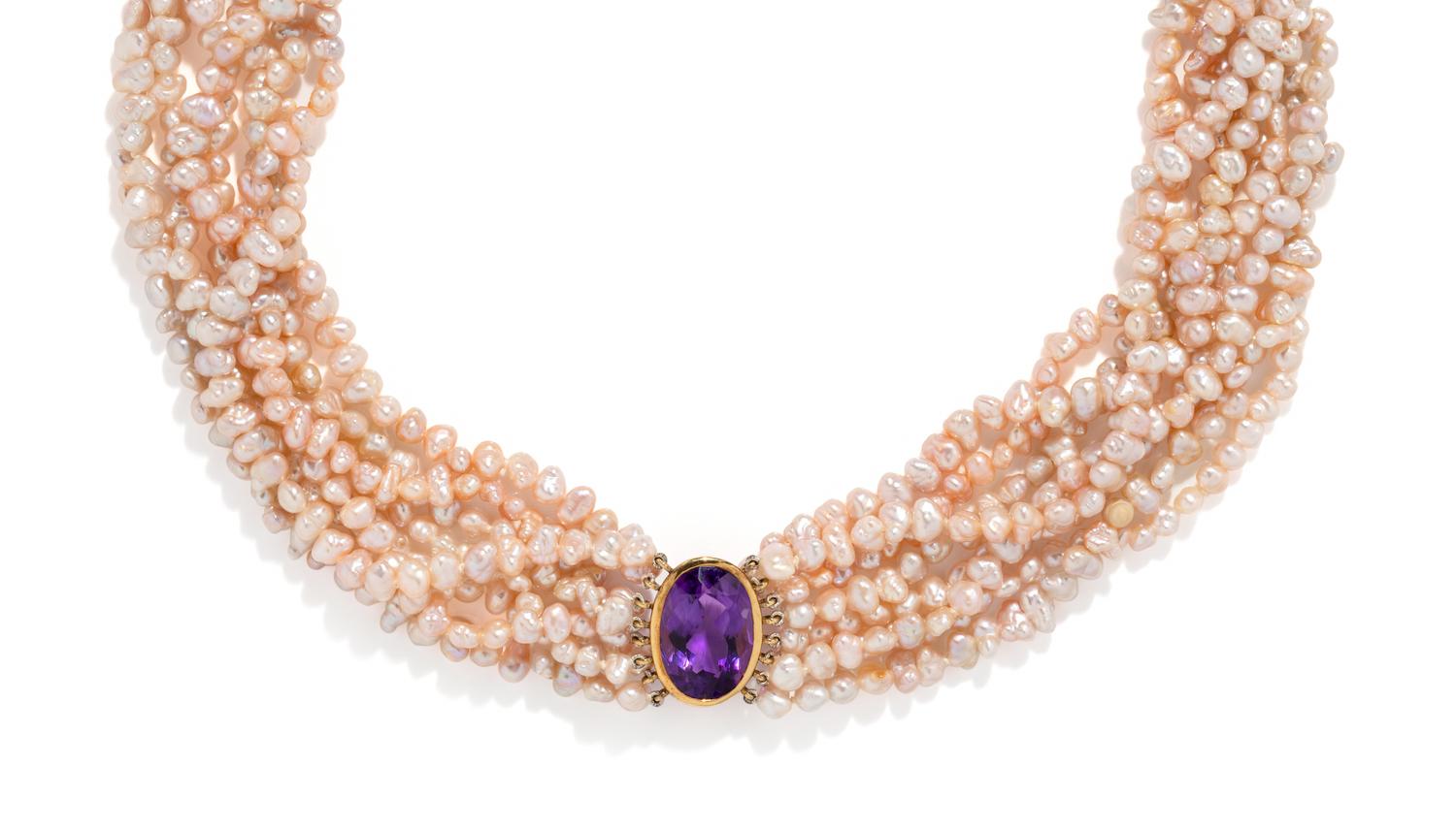 TIFFANY & CO., AMETHYST AND CULTURED FRESHWATER PEARL NECKLACE