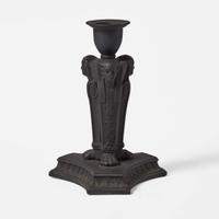 A Wedgwood Black Basalt Egyptian Revival Sphinx Monopodia Candleholder UK, early 19th century
