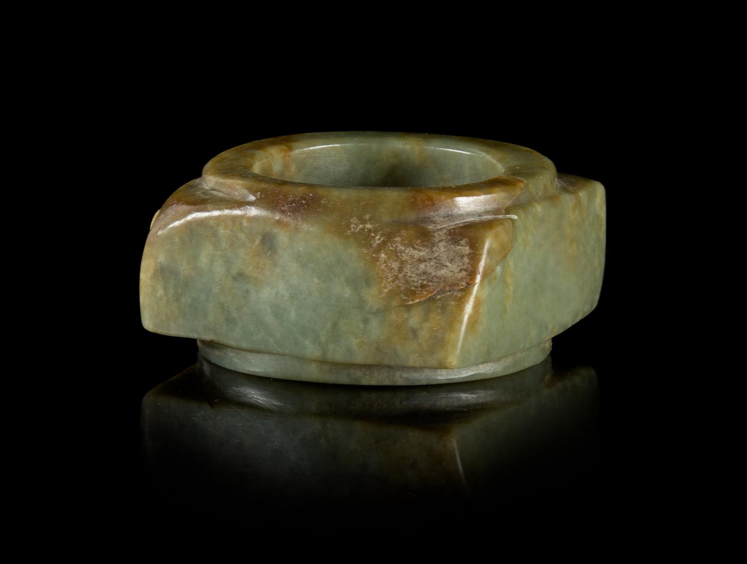 An Archaistic Green Jade Cong Length 2 inches. — LATE MING DYNASTY