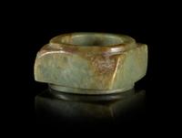 An Archaistic Green Jade Cong Length 2 inches. — LATE MING DYNASTY