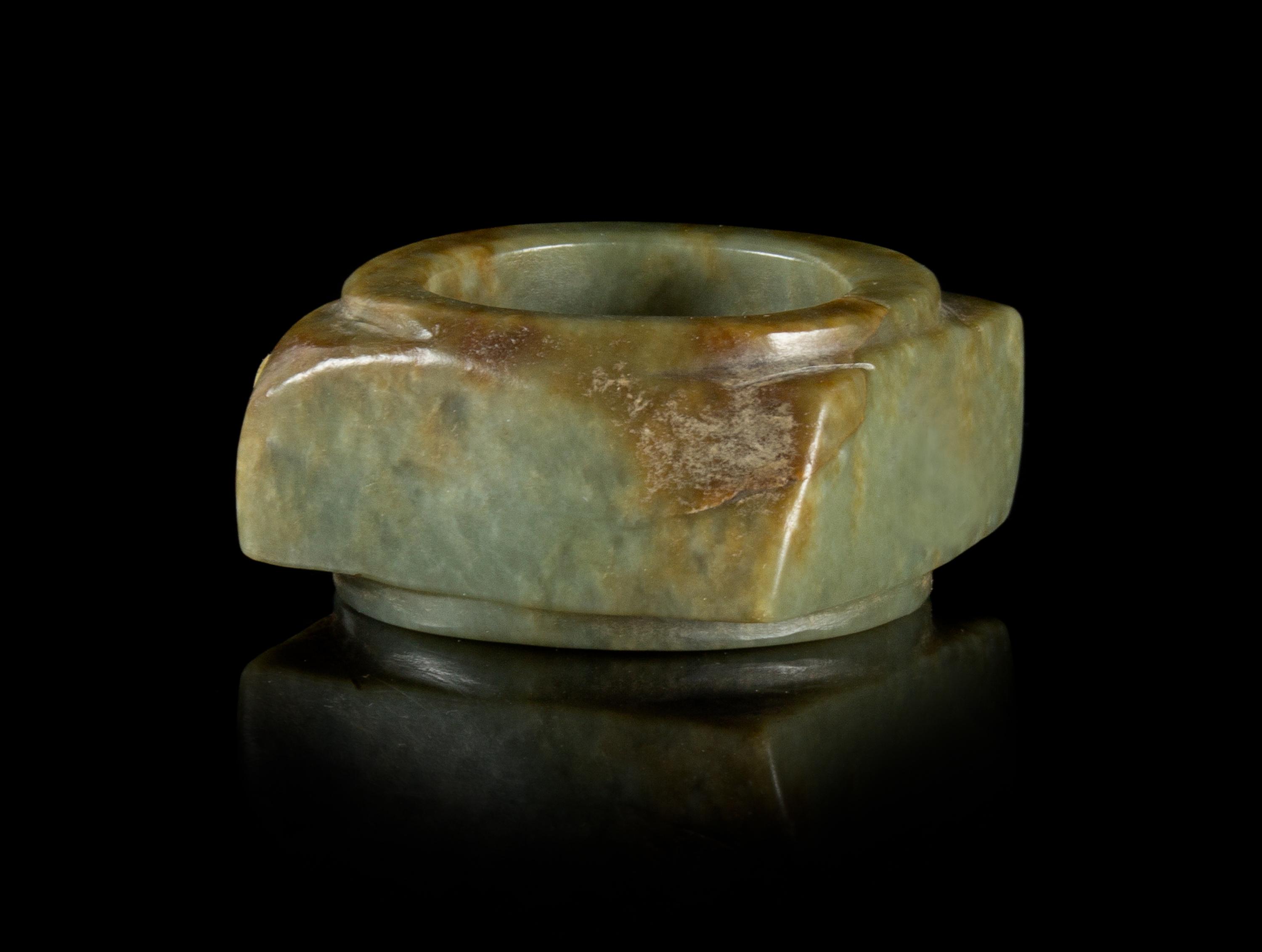 An Archaistic Green Jade Cong Length 2 inches. — LATE MING DYNASTY