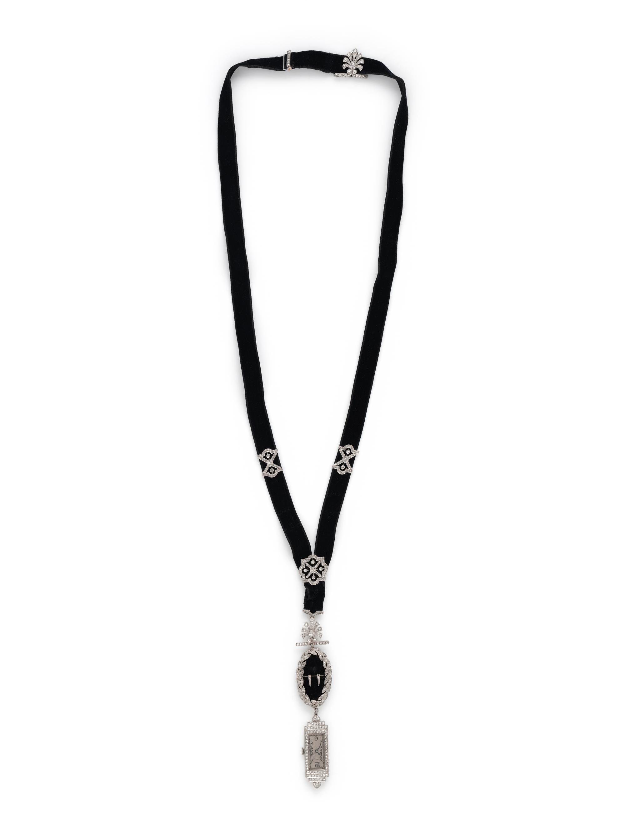 PATEK PHILIPPE FOR TIFFANY & CO., EDWARDIAN, DIAMOND WATCH NECKLACE