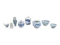 Eight Chinese Blue and White Porcelain Articles
