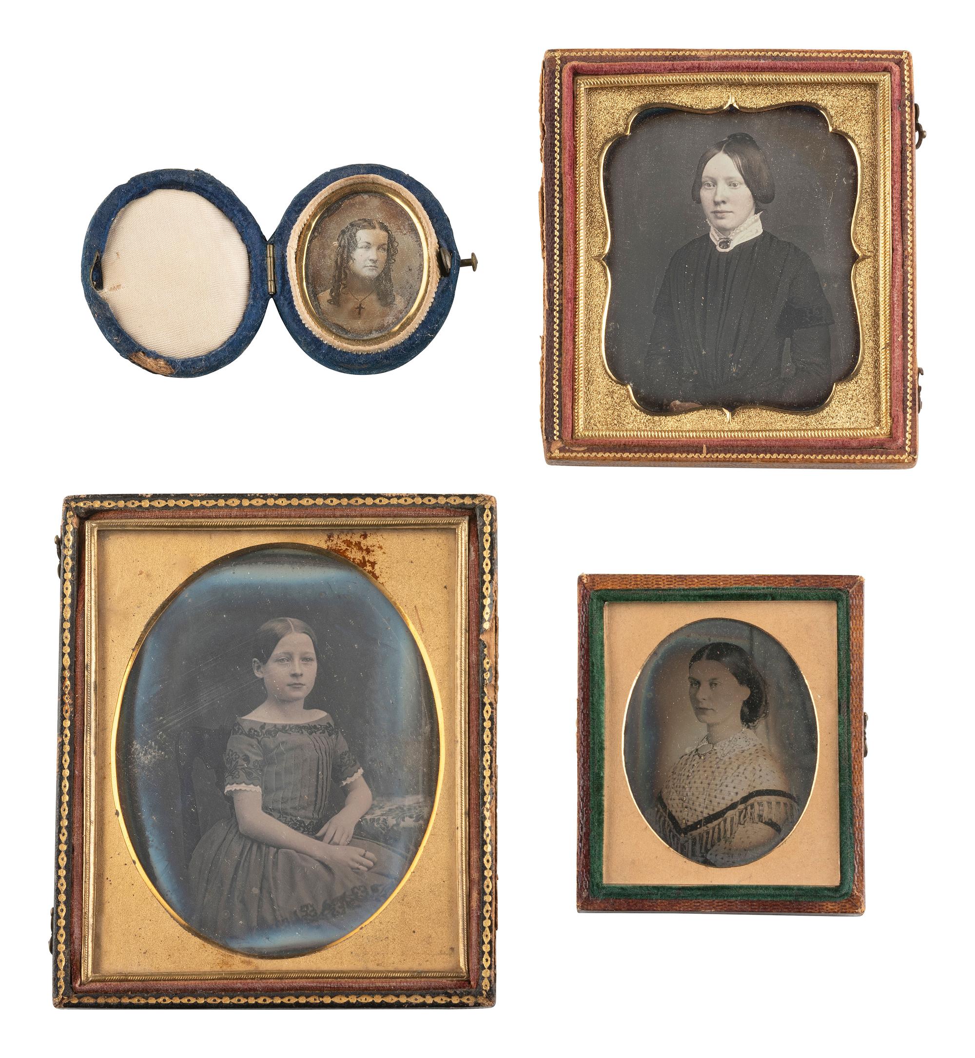 [EARLY PHOTOGRAPHY]. 22 assorted daguerreotypes, ambrotypes, and tintype portraits.