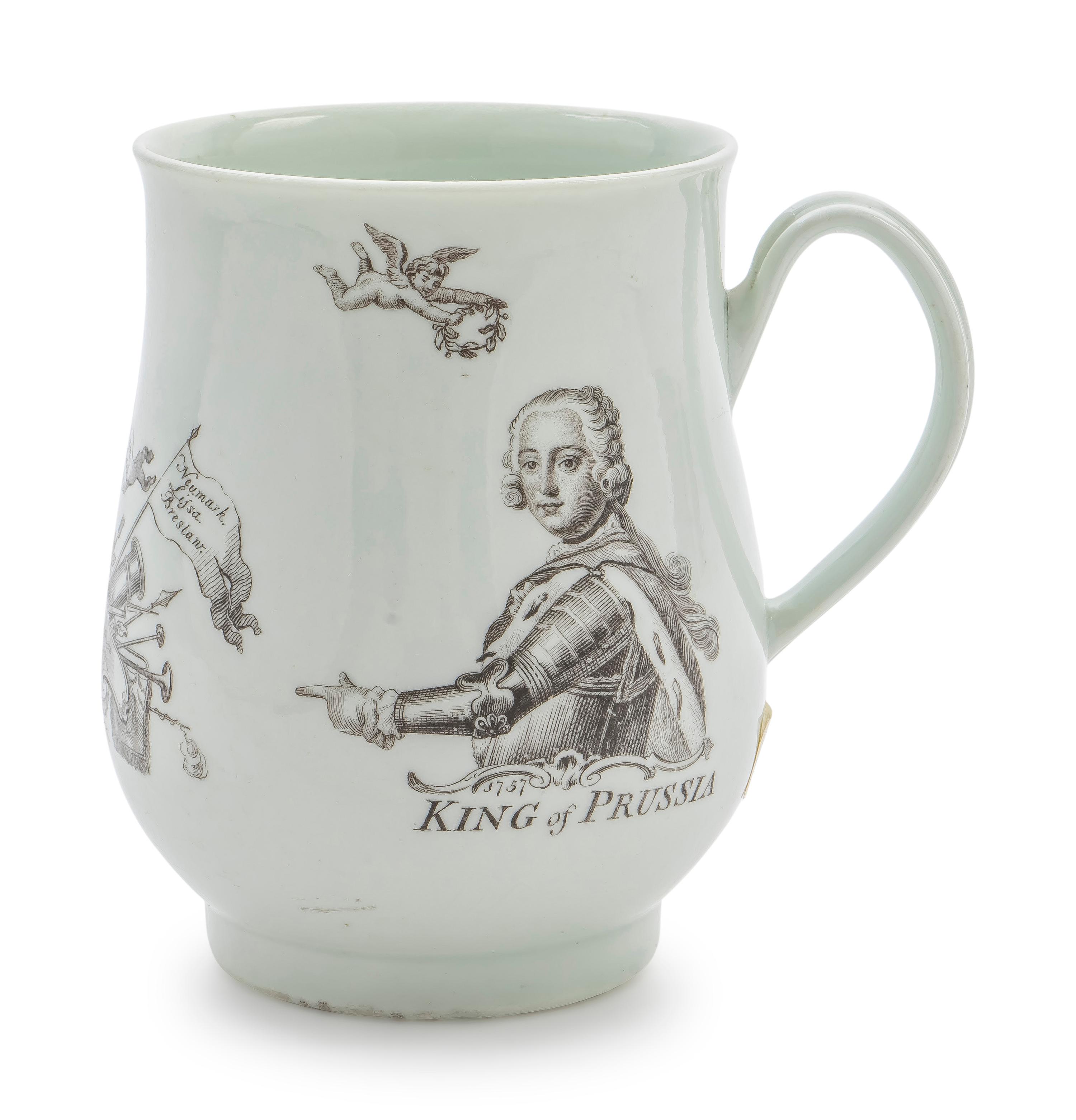 A King of Prussian Worcester Porcelain Mug — C. 1757