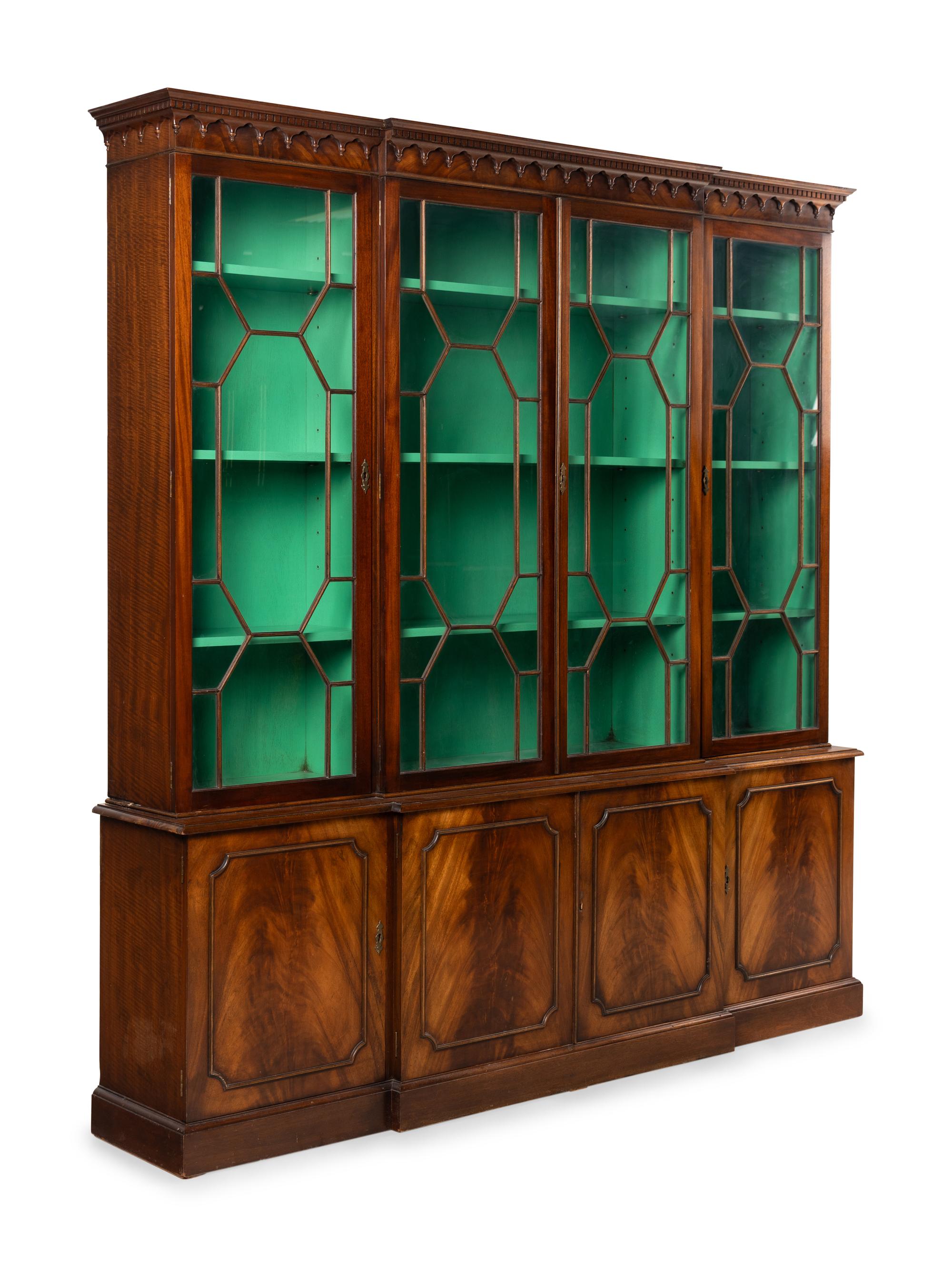 A George III Style Mahogany Breakfront Bookcase