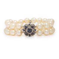 Cultured Pearl, Diamond, and Sapphire Bracelet