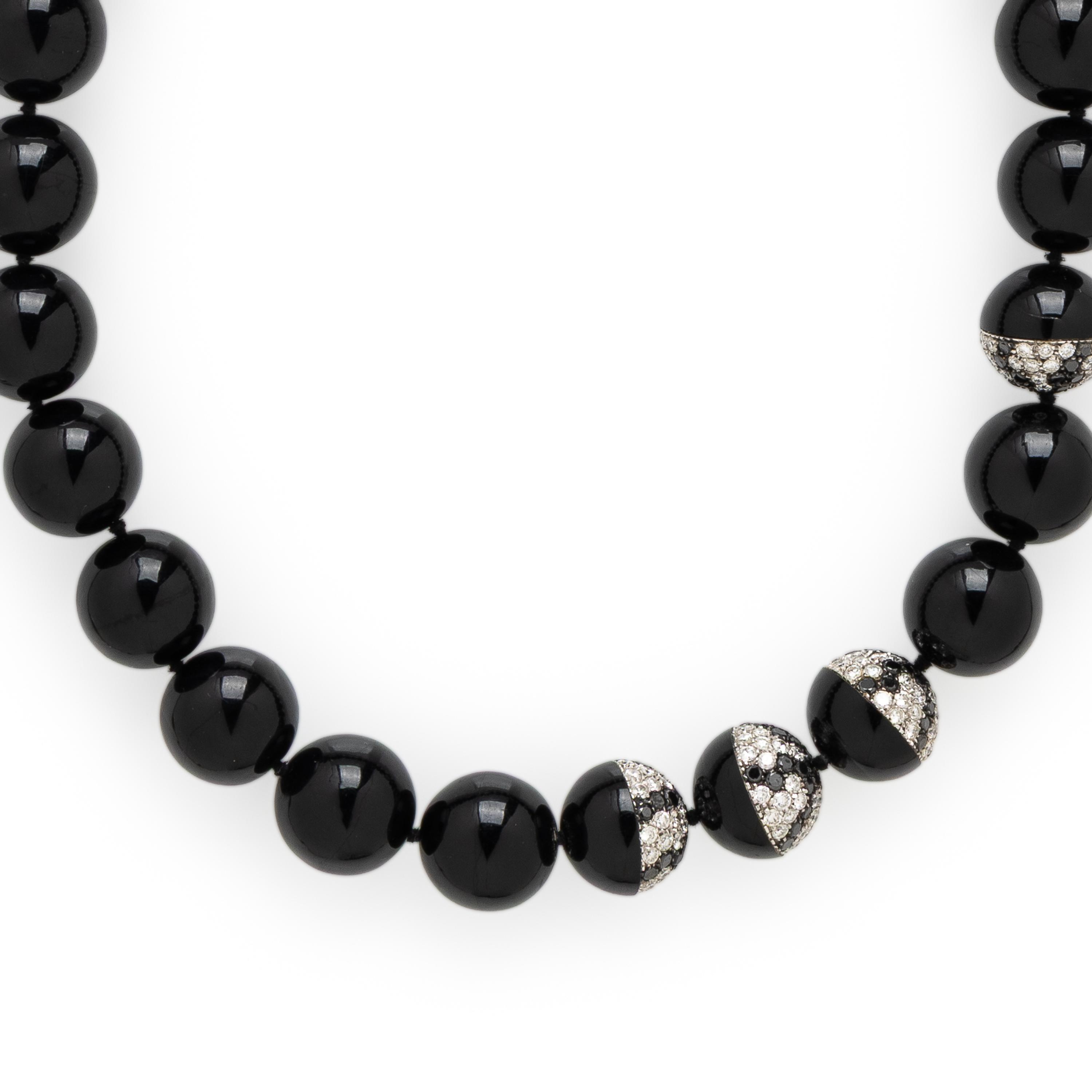Chantecler, Onyx and Diamond Beaded Necklace