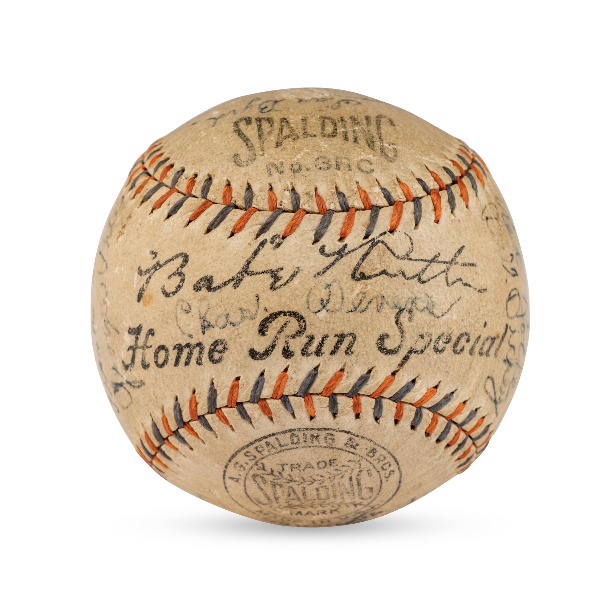A 1934 New York Yankees Team Signed Autograph Baseball Featuring Babe Ruth and Lou Gehrig (PSA and Beckett Authentication Services Letters of Authenticity)