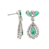EMERALD, DIAMOND, AND PLATINUM PENDANT EARRINGS