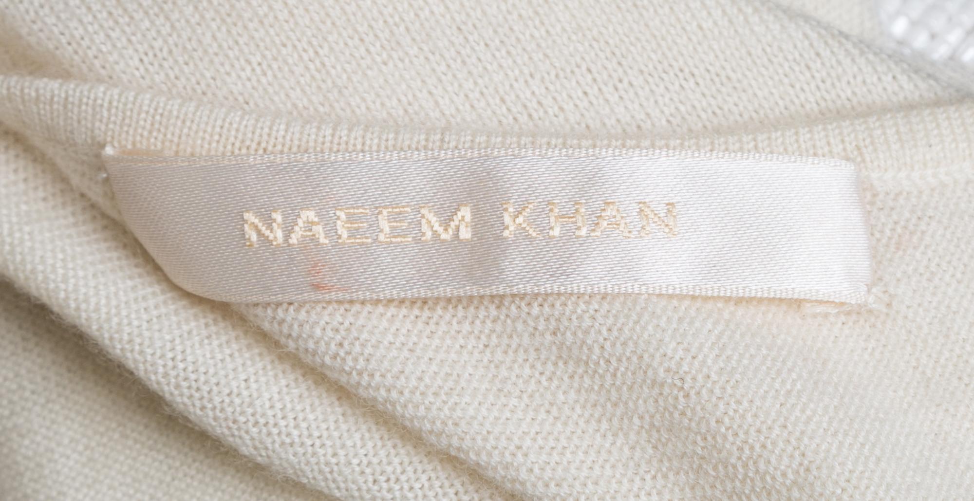 A Naeem Khan Cream Cashmere Beaded Sweater, Size medium.