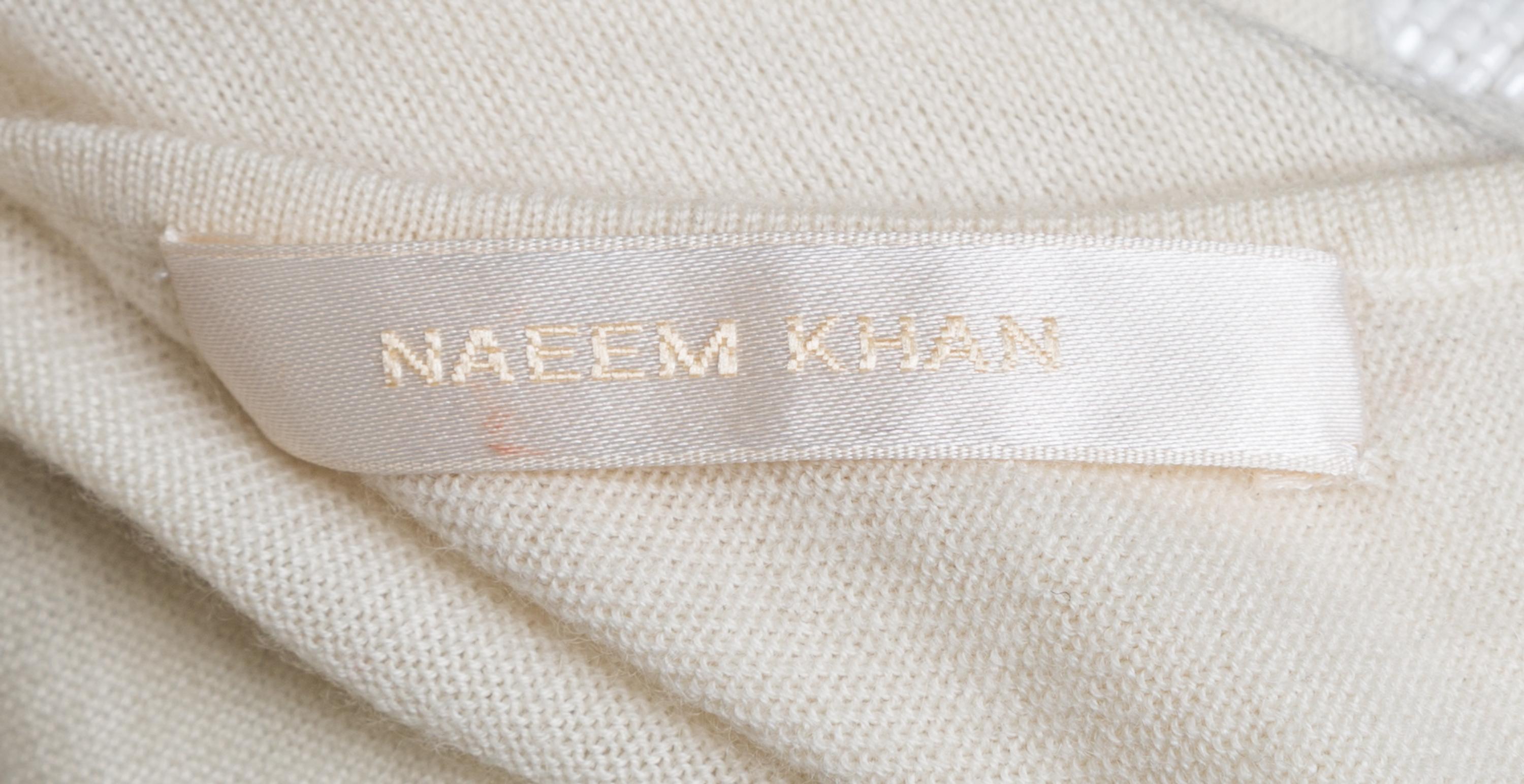 A Naeem Khan Cream Cashmere Beaded Sweater, Size medium.