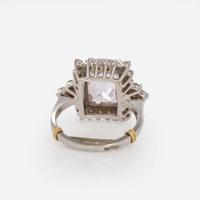 A 14K White Gold, Diamond, and Kunzite Ring