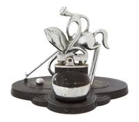A Chromed Metal Polo Player-Form Ronson Cigarette Lighter Stand Height 4 1/2 x width 5 1/8 x depth 4 inches. — 20TH CENTURY