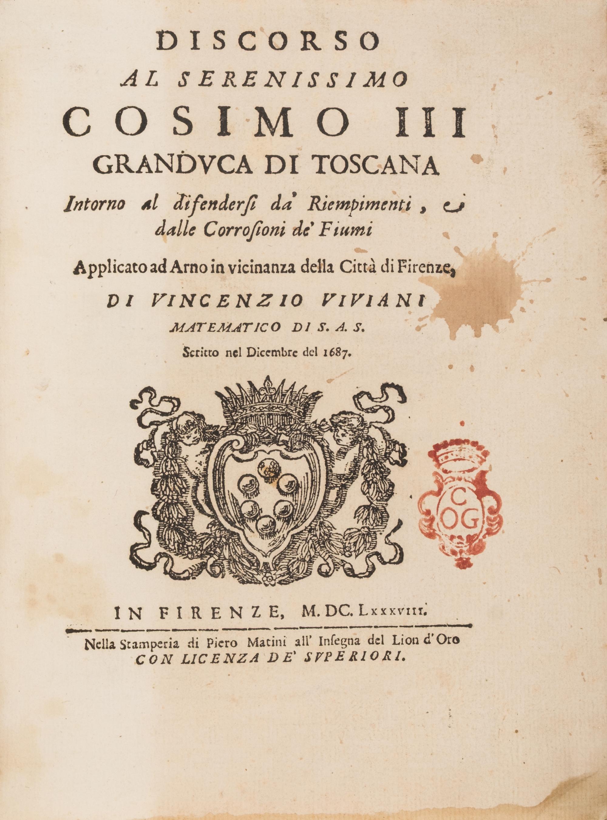 [Science, Medicine & Mathematics] Viviana, Vincenzo . Discorso al Serenissimo Cosimo III Granduca di Toscana...
