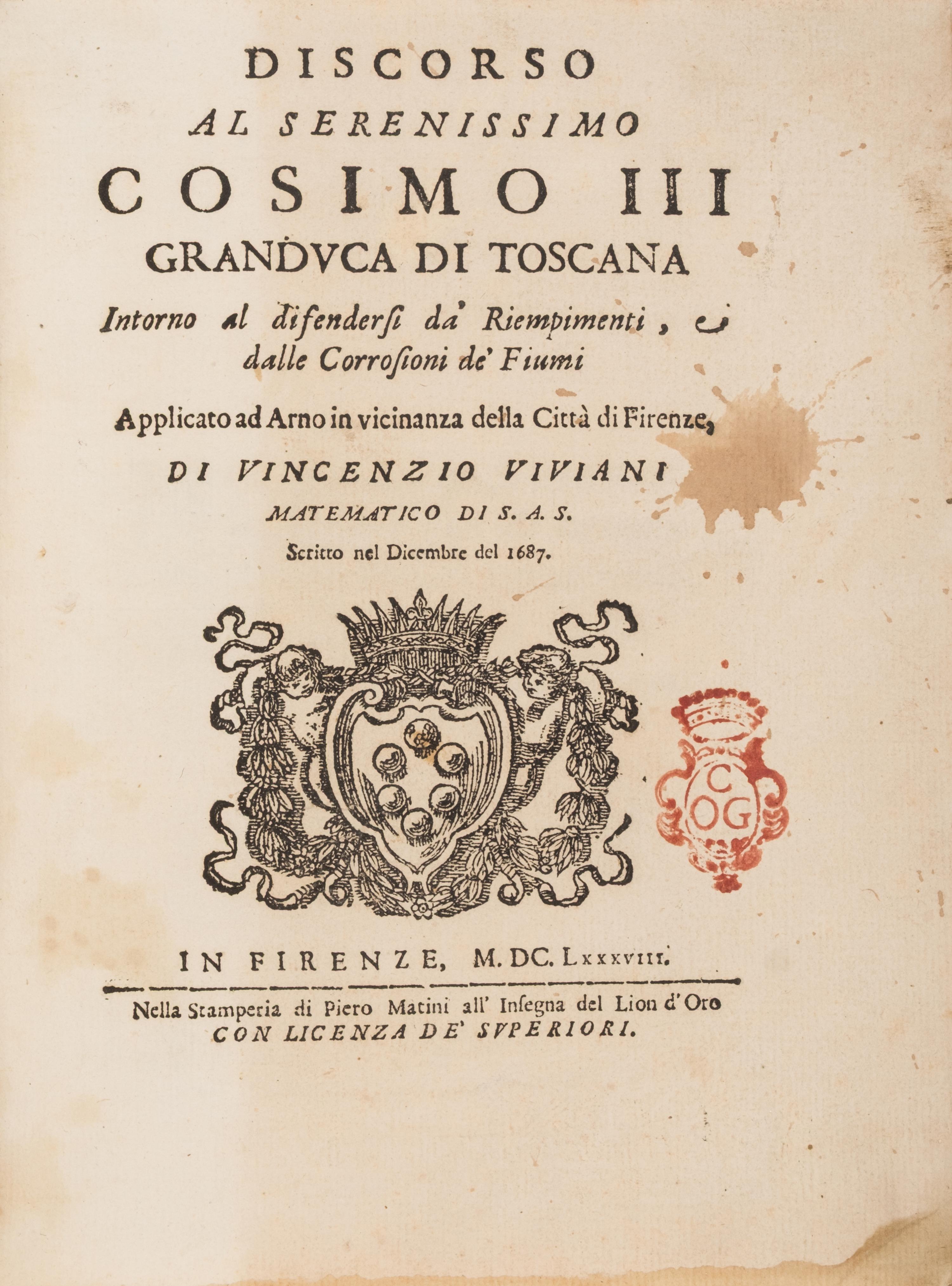 [Science, Medicine & Mathematics] Viviana, Vincenzo . Discorso al Serenissimo Cosimo III Granduca di Toscana...
