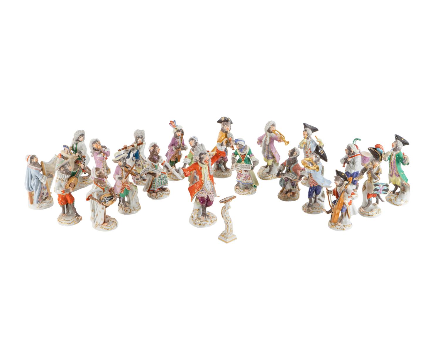 A Meissen Porcelain Twenty-Two Piece Monkey Band — 19TH/20TH CENTURY