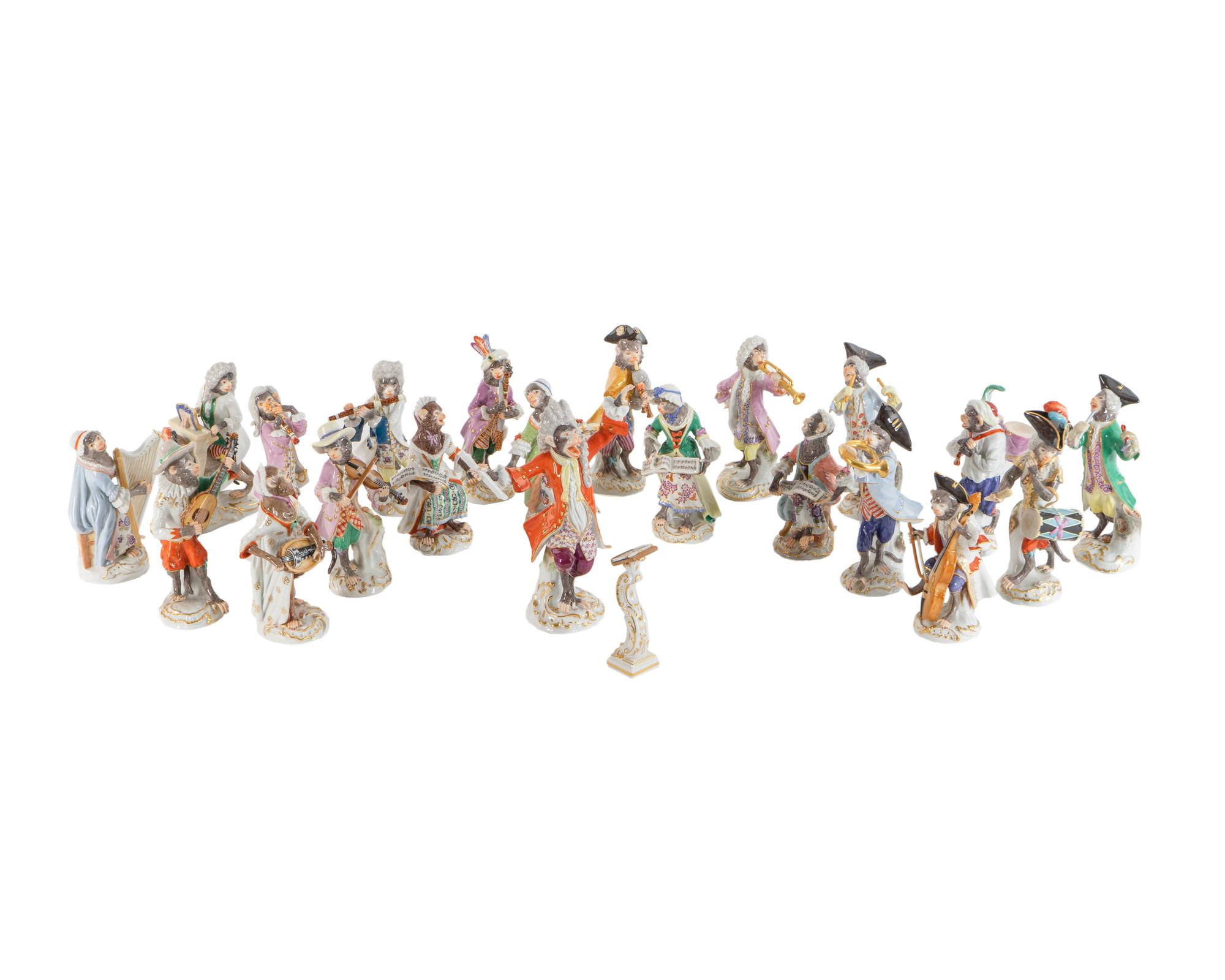A Meissen Porcelain Twenty-Two Piece Monkey Band — 19TH/20TH CENTURY