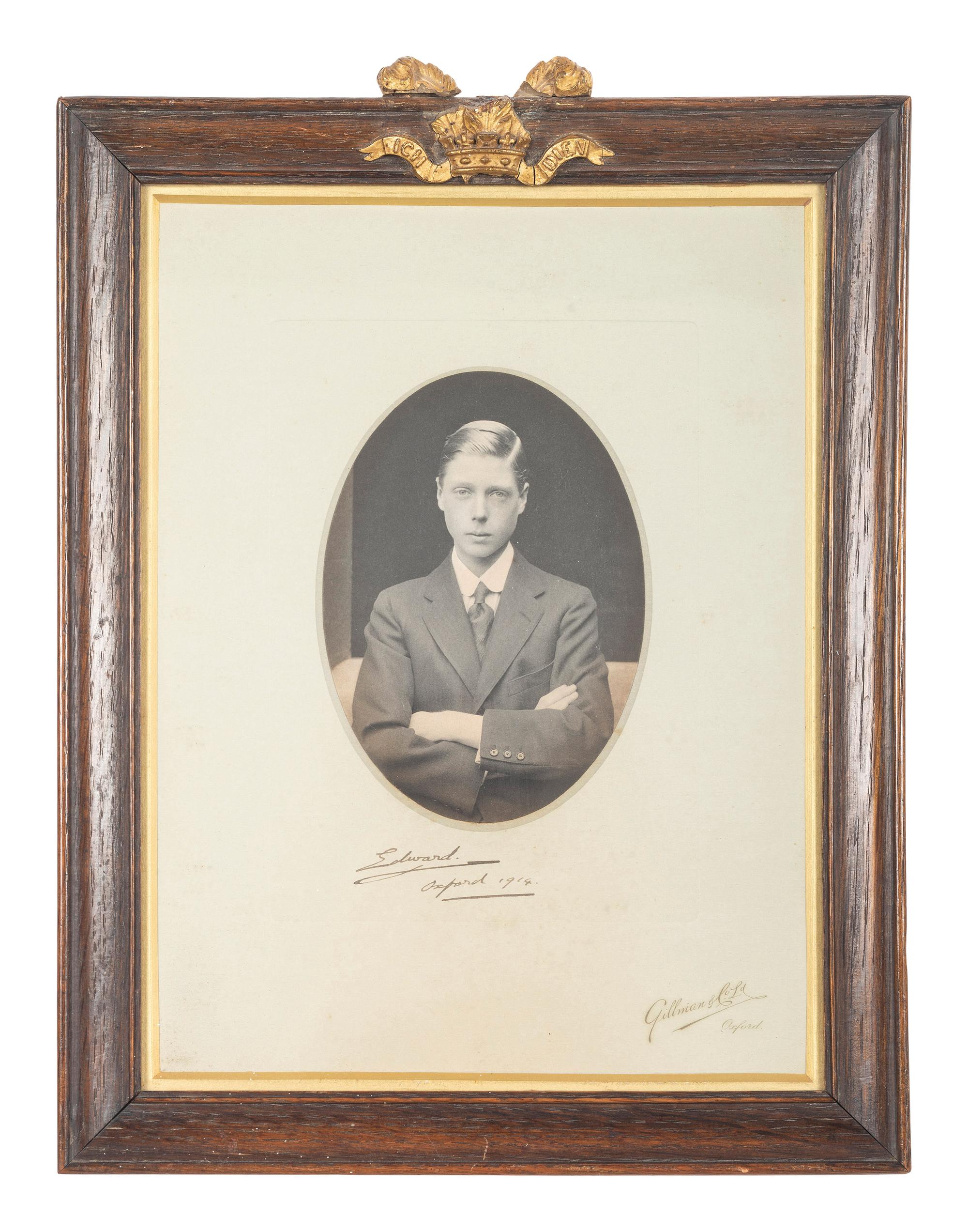[ROYALTY]. WINDSOR, Edward, Duke of (1894-1972, "Edward VIII, King of England"). Photograph SIGNED ("Edward"), as Prince of Wales. Oxford, England, 1914.