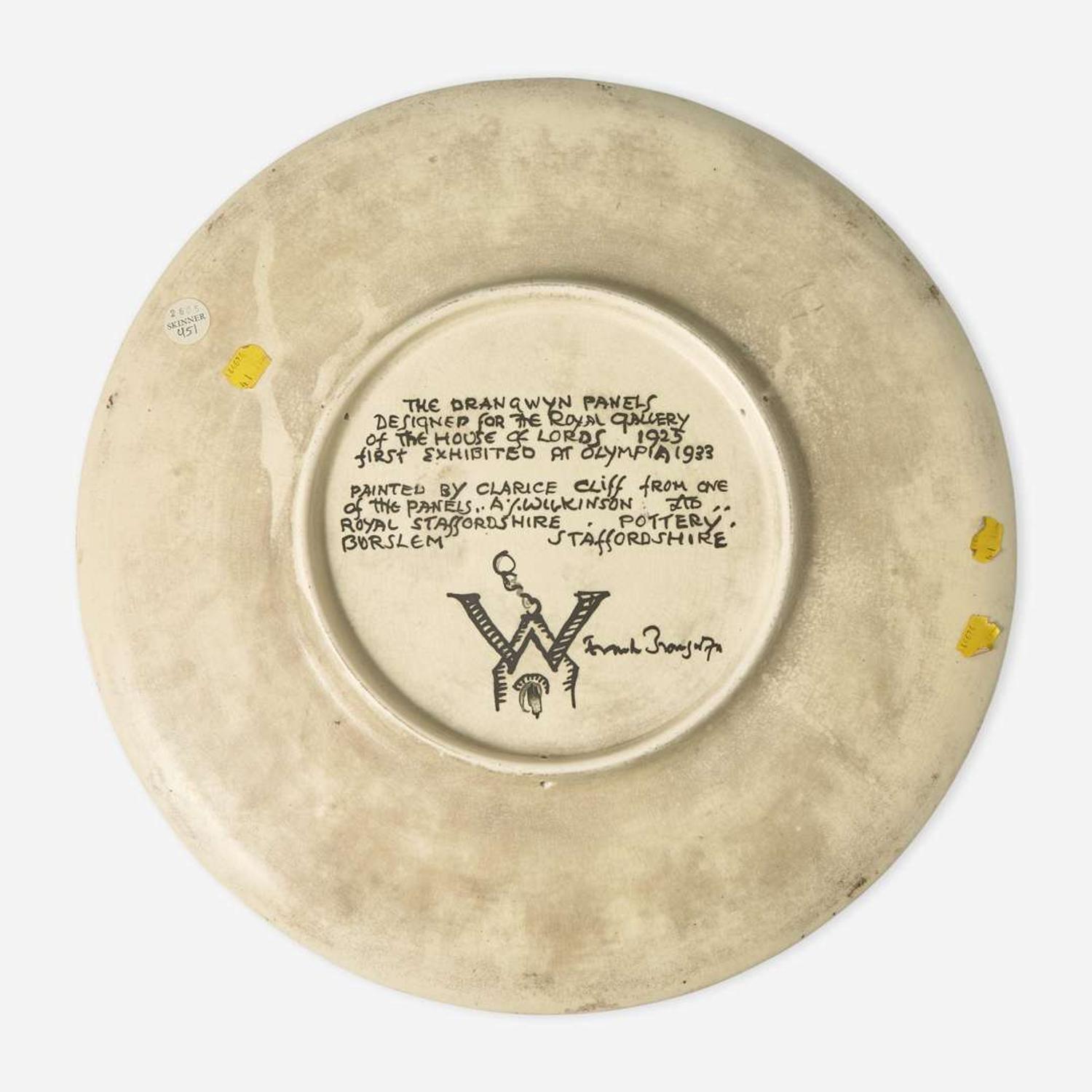 A Staffordshire enameled round wall plaque Painted by Clarice Cliff (English, 1899-1972), Arthur J. Wilkinson, Royal Staffordshire Pottery, England, circa 1935