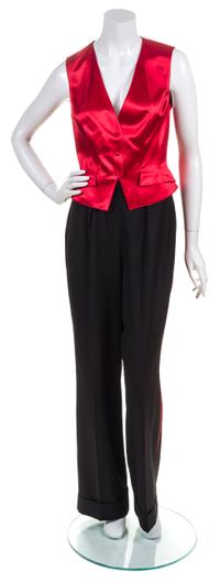 A Thierry Mugler Black Wool and Red Tuxedo Ensemble, Size 42.