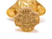 A French Gold Figural Compound Scent Flask, Snuff Box and Hand-Seal of Ducal Interest