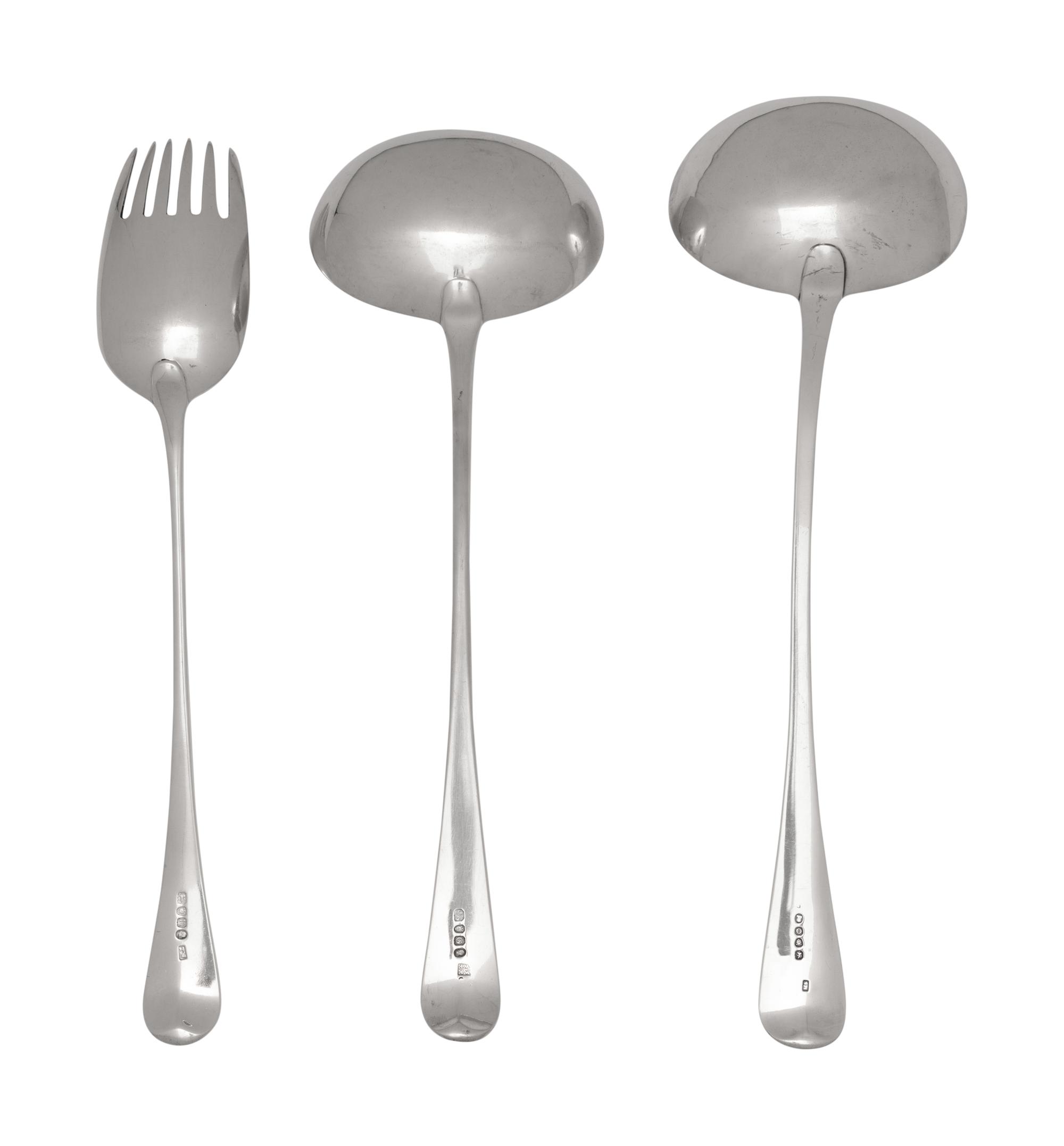 A Group of Three George III Silver Flatware Serving Items