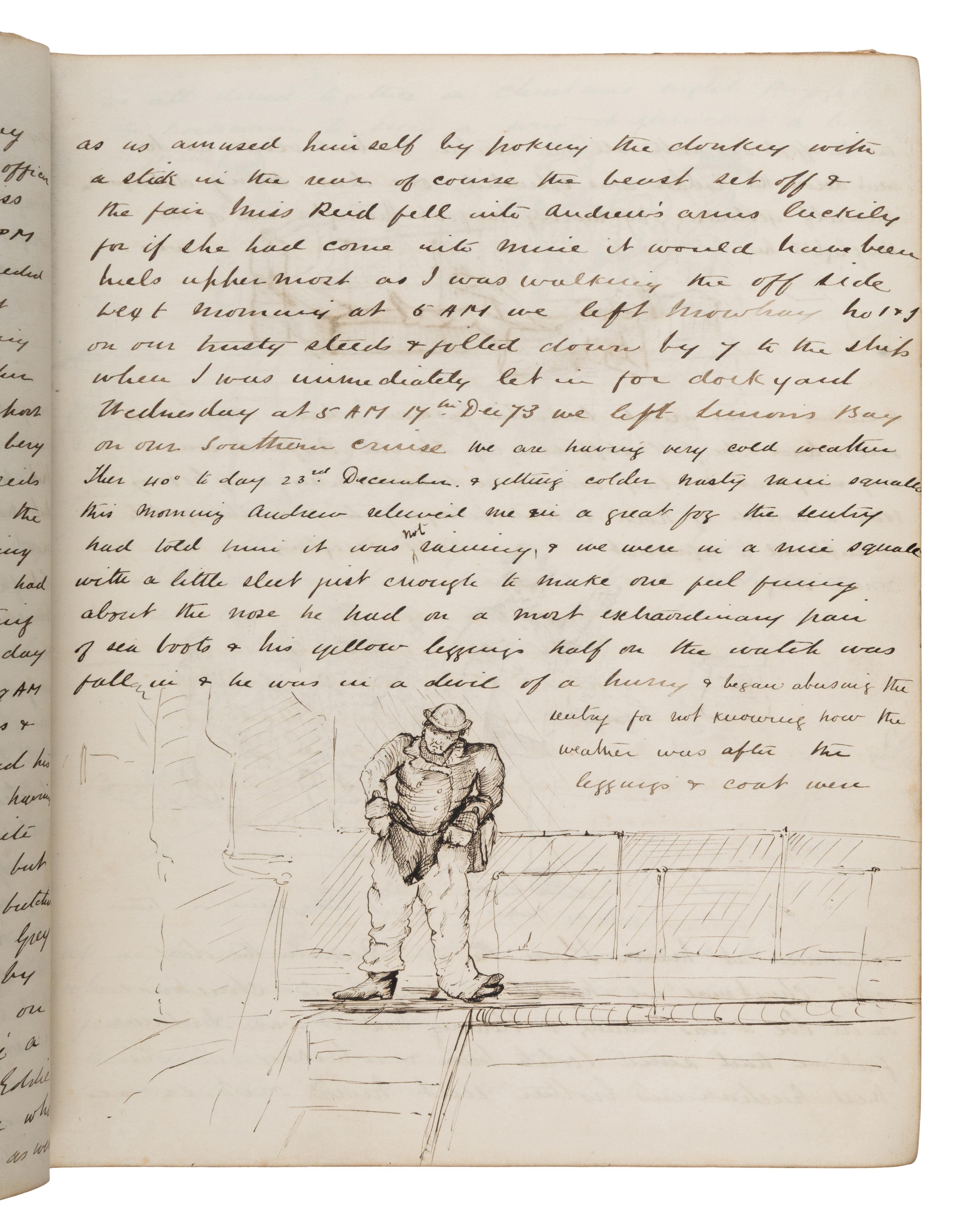 [Travel & Exploration - Challenger Expedition]. Channer, Arthur (1852-1929). Manuscript log and sketchbook kept as Sub-Lieutenant aboard H.M.S. Challenger during its pioneering scientific circumnavigation, 14 September 1873-April 1874.
