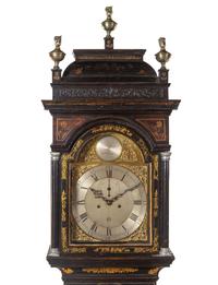 A George III Parcel Gilt and Black Lacquered Chinoiserie Decorated Tall Case Clock