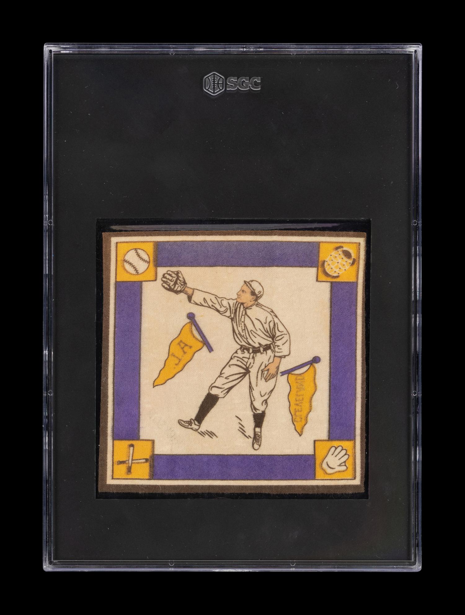 A 1914 B18 Blankets Joe Jackson Yellow Pennants Quilt Square (SGC Authentic)