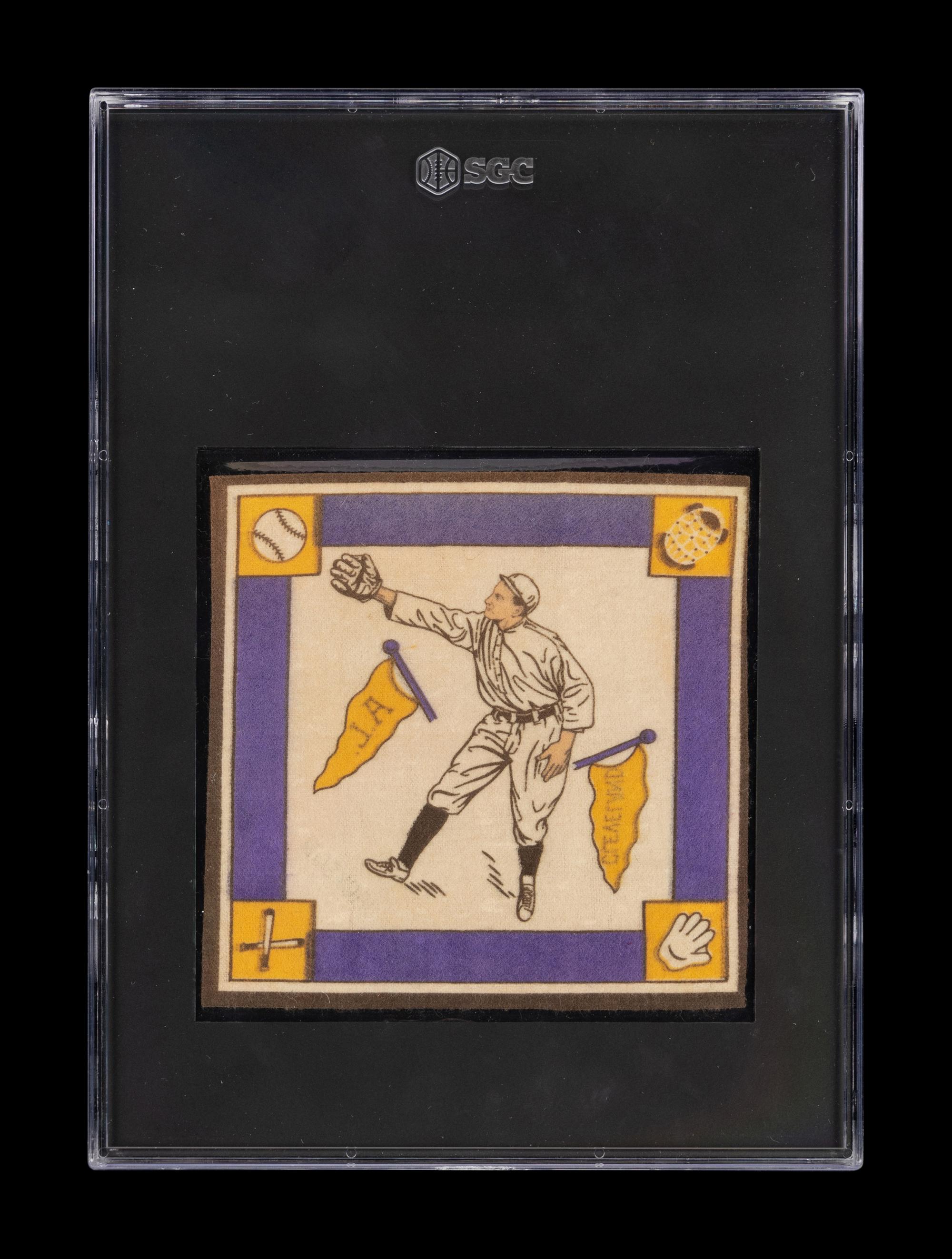 A 1914 B18 Blankets Joe Jackson Yellow Pennants Quilt Square (SGC Authentic)