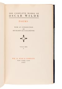 WILDE, Oscar (1854-1900). The Complete Works of Oscar Wilde . New York: Wm. H. Wise & Company, 1927.