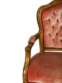 A Pair of Louis XV Style Giltwood Fauteuils — 19th Century