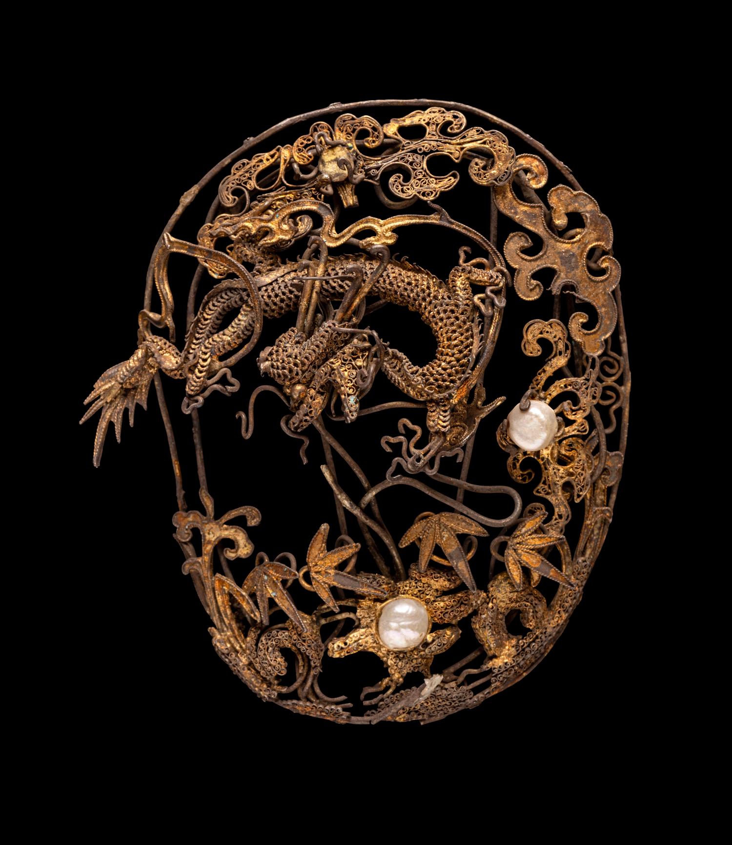 Four Chinese Gilt Metal Hair Ornaments