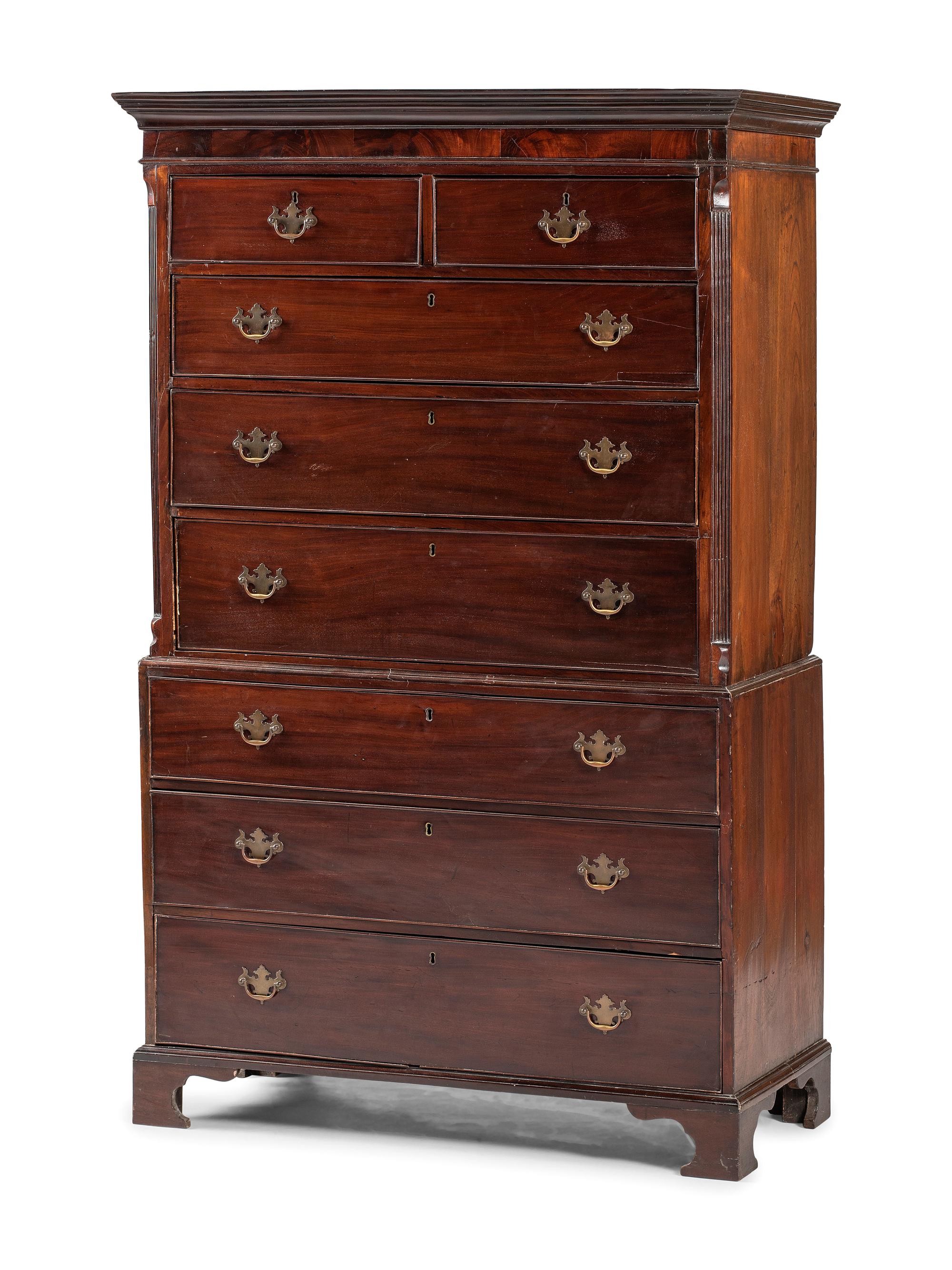 A George III Figured Mahogany Chest-on-Chest
