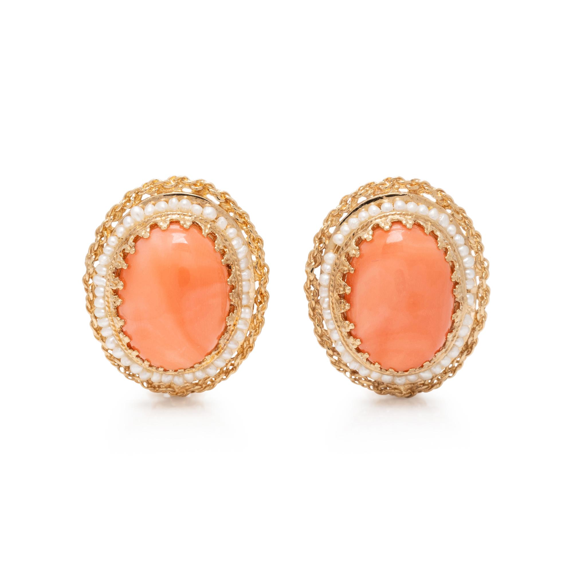 CORAL AND SEED PEARL EARRINGS
